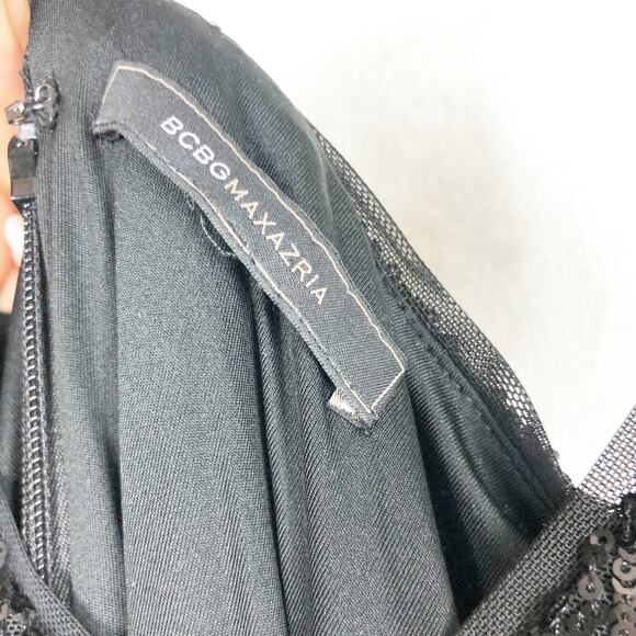 BCBGMAXAZRIA One-Sleeve Sequin Gown Size Small Sparkle Event Cocktail Wedding - Picture 5 of 15